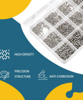 Heavy Duty 1140 Pc Assortment Kit Of Micro Screws For Electronics And Computer Repair Featuring M1.4 Through M3 Round Head Options in storage case.