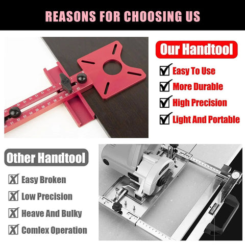 4 In 1 Router Milling Groove Bracket Aluminum Alloy Circle Cutting Jig For Cabinet Hardware And Woodworking Router Guide Adjustable Tool Red Pro Grade