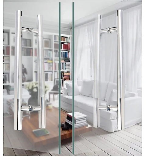 Heavy Duty Stainless Steel Round Tube Door Handle for Home Office Glass Doors and Sliding Doors, interior view