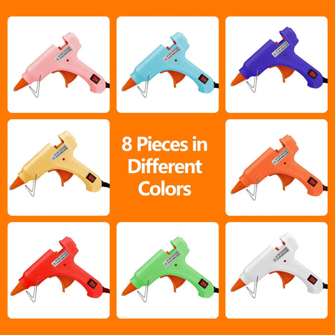 Eight Piece Mini Hot Glue Gun Kit For Crafts And DIY Projects Multicolor 20 Watt Glue Guns with Anti Drip and Heat Resistant Design