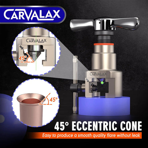 All In One Eccentric Flaring Tool Kit With 45 Degree Precision And Metric Imperial Clamp, highlighting 45° flare capability.
