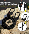 36 Inch Bungee Cord With Carabiner Set Of 6 Heavy Duty Tie Down Straps For Camping Luggage Boat And Bike Gear Premium Latex Hooks