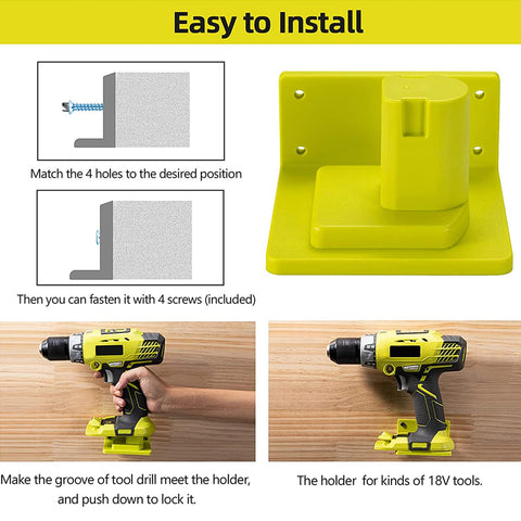 10 Pack Tool Holder Dock Mount For 18V Drills And Batteries, Wall Mounted Organizer Rack With Screws, Easy Install Instructions
