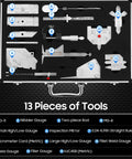 13 Piece Welding Gauge Tool Inspection Kit With Mirror And Box featuring stainless steel tools in a protective case