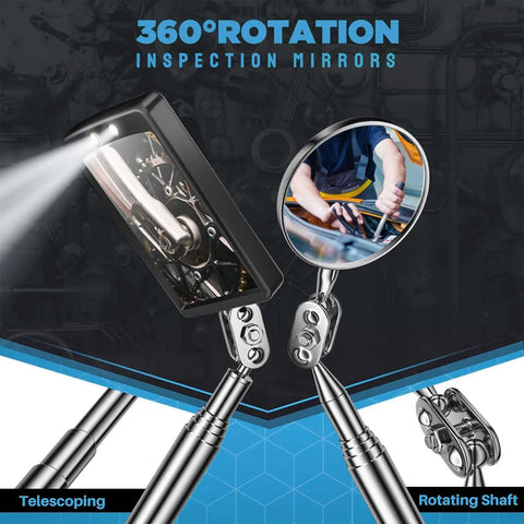 Telescoping Magnetic Pickup Tool Set With LED Light Flexible Bendable Magnetic Rod And 360 Degree Swivel Inspection Mirrors in use