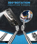 Two Pack Telescopic Inspection Mirror With LED Light, 360 Degree Rotating Round And Square Mirrors for cars and home use