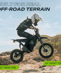 Gnarly High-Performance Electric Dirt Bike For Teens And Adults Up To 37 MPH With 2200W Peak Motor, 14 And 12 Inch Off-Road Tires