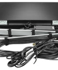 Premium 1U Rack Mount Kvm Console With An Epic 18.5 Inch Lcd Widescreen Tray and cables showing in open position.