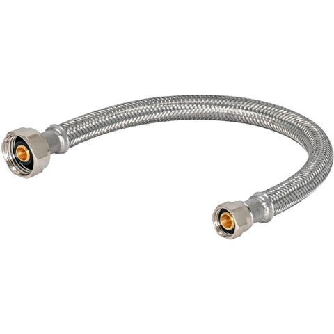 20 Inch Stainless Steel Braided Faucet Connector with Flexible Universal Design and Easy Install, 1/2 Inch FIP to 3/8 Inch Compression