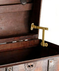 Pack Of Two Heavy Duty Brass Lift Hinges With Smooth Swing Lid Supports For Cabinet Wardrobe And Jewelry Box Features A Sweet Gold Tone Finish Easy Peasy Install Top Notch Woodworking Hardware For Left Or Right Doors on a jewelry box.