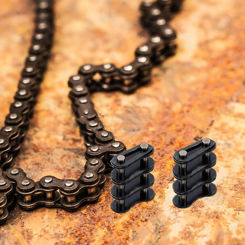 10 Pack Bicycle Chain Link Connector Single Speed Wheel Beefy Roller Steel No Drama Quick Fix Kit with black chain links.