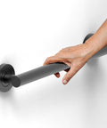 Glacier Collection 16 Inch Stainless Steel Bath Grab Bar Designer Safety Bar Matte Black Sleek Design ADA Compliant 500 Lb Load Capacity