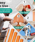 4 Piece Ladder Stabilizer Covers for Gutters and Roof with Non Slip Grip Strips in use on ladder for safety and protection
