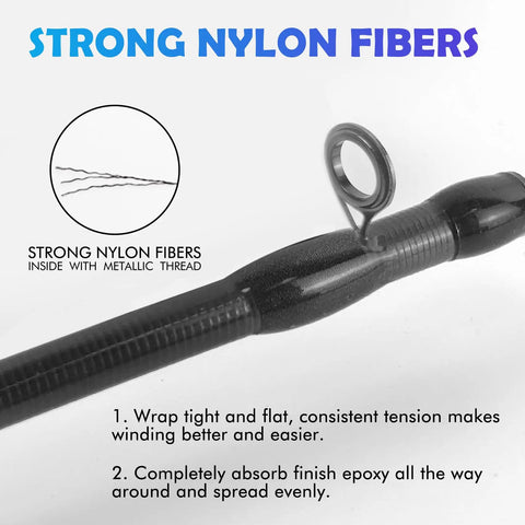 Two Pack Black Nylon Wrapping Thread For Fishing Rod Guide Wrapping 100 Yards Per Spool 500D Durable Eyelet Winding Line