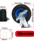 10in heavy duty caster wheels with brakes top plate swivel castors for furniture and workbenches, industrial use, locking brakes