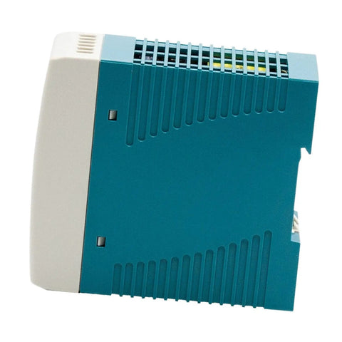 Straight Up Industrial Grade Switching Power Supply Delivering 12V At 5A For Led Arrays Telecom Rigs And Control Panels side view.