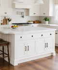 Modern kitchen island with 10 Pack 5 Inch Hole Center Matte Black Modern Cabinet Pulls for kitchen cabinets and dresser cupboard