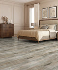 36 Pack Peel And Stick Vinyl Floor Tiles Wood Look For Easy DIY Self Adhesive Floor Upgrade Waterproof And Durable 54 Square Feet pack in bedroom