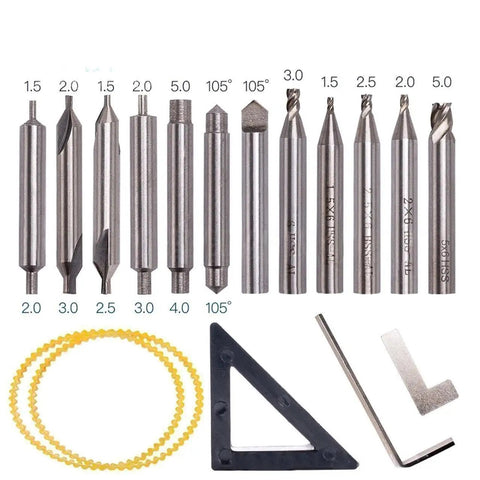 Milling Drill Bit Set High Hardness Sleeve Vertical Spare Parts Tool 17 Piece Kit with assorted bits and accessories