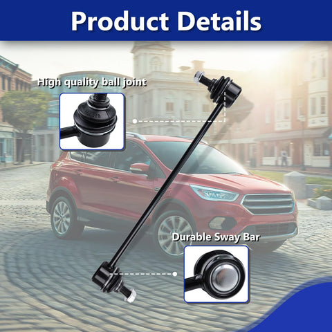Sway Bar Link Kit With Ball Joint 2 Pcs For Ford Escape Focus C Max Transit Connect And Mazda 3 Stabilizer Links Beefed Up Heavy Duty OE Style Upgrade, black rod