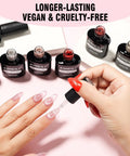 Cat Eye Gel Nail Polish Set With Magnetic Kit, 12 Colors 5ml Bottles, Shimmer Glitter Gel Polish application close-up