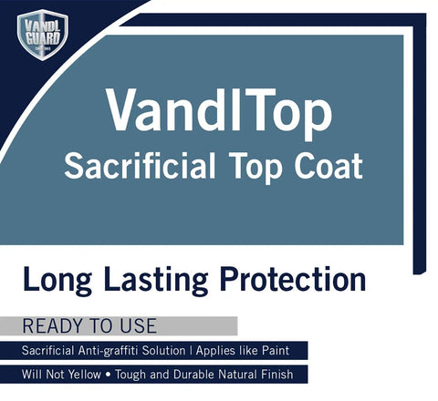 VG-7101 VandlTop Sacrificial Graffiti Barrier Protective Coating In Clear Finish, 1 Gallon Slick Shield That Covers Up To 200 Sq Ft, Anti Graffiti Coating For Concrete, Stucco, EIFS, Brick, Wood, Metal, Plastic And Painted Surfaces.