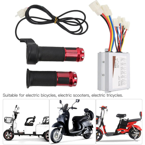 48V 500W Brushed Speed Controller With Throttle Grip For Universal Motors In Electric Vehicles Like E Tricycles Scooters And Mobility Aids With Aluminum Heat Dissipation Shell, throttle grip and controller