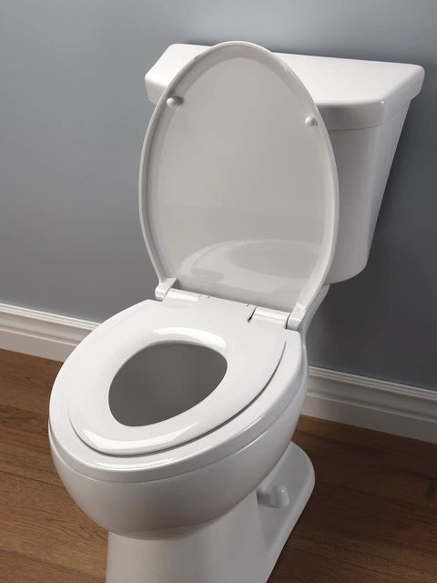 Sanborne Slow Close Round Toilet Seat With Built In Child Seat And Nightlight Soft Close Round Toilet Seat For Potty Training White 823902 N WH