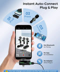 Four Pack Wireless Lavalier Microphones Kit For iPhone Android And Cameras with instant auto-connect, plug and play features.