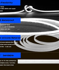 Neon LED Strip Lights 16.4ft 6500K White Flexible Waterproof Silicone Cuttable And Bendable for home decor and signage