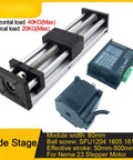 Beefy 50mm Wide Linear Guide Slide Table With SFU1204 Ball Screw, 200mm Travel, 57mm Opening, 2.2Nm Torque, 1605 1610 Leads, Nema 23 Stepper Compatible, Perfect For CNC Router And Milling Motion. slide stage with controller and Nema 23 motor