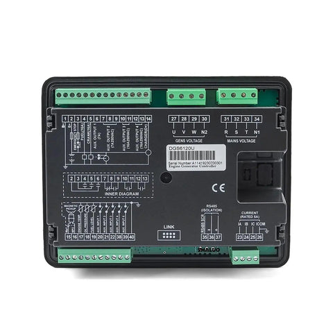 Genset Controller AMF Auto Start Stop Panel For Generator Power System, Plug And Play Auto Start Stop Control Module, Compatible With 6120U And 6110U Series, rear terminal view