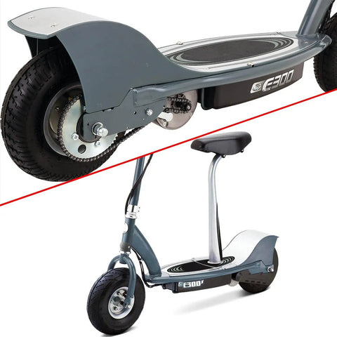 Side view of Razor E300 scooter showcasing the Heavy Duty 25H Roller Chain 96 Links With 5 Master Links For E300S and E325 upgrade.