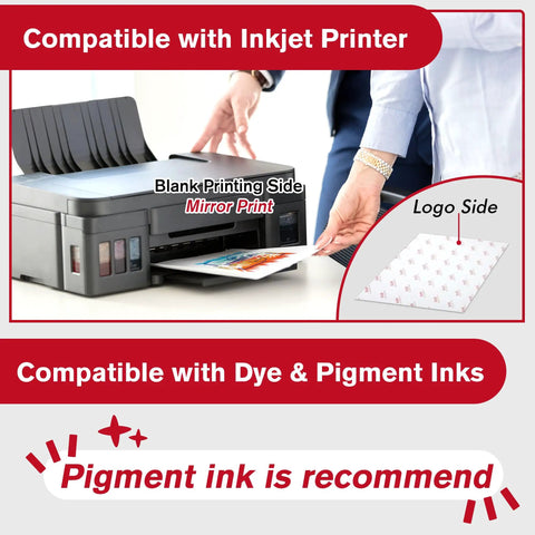 Person using Printable Iron On Heat Transfer Paper For White And Light Fabrics with inkjet printer