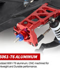 Aluminum Steering Blocks Caster Blocks CHubs Stub Axle Carriers And Alloy Suspension Arms Set For One Tenth Scale Traxxas Slash 4x4 Front And Rear Red Replacement Of 6837 6832 1952 3655x showcasing red CNC machined 6061-T6 aluminum arm detail.