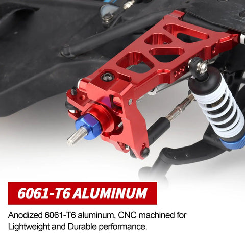 Aluminum Steering Blocks Caster Blocks CHubs Stub Axle Carriers And Alloy Suspension Arms Set For One Tenth Scale Traxxas Slash 4x4 Front And Rear Red Replacement Of 6837 6832 1952 3655x showcasing red CNC machined 6061-T6 aluminum arm detail.