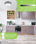 10 Inch Flush Mount LED Ceiling Light Dimmable 2200 Lumen 24W 3000K 4000K 5000K Black Two Pack in modern kitchen setting