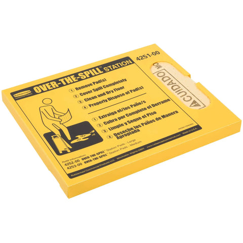 Spill Pad Station Kit With Large Yellow Absorbent Mats For Quick Water Oil And Beverage Spill Cleanup In Restaurants Offices And Homes Tear Off Pads For Fast Absorption And Durable Melt Blown Construction