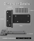 Genuine 5 Inch Matte Black Door Hinges 4 Pack Heavy Duty Gate Hardware dimensions with screws and measurements displayed.