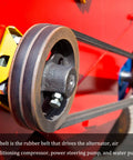 46 Inch Pitch Wrapped B Section V Belt For Heavy-Duty Industrial Power Drives And Transmission Use, 5/8 Inch Wide By 13/32 Inch Thick, Oil And Heat Resistant Synthetic Rubber Wrapped Drive Belt on pulley