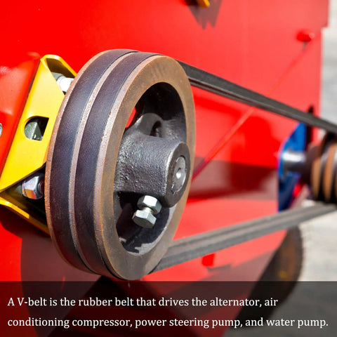 46 Inch Pitch Wrapped B Section V Belt For Heavy-Duty Industrial Power Drives And Transmission Use, 5/8 Inch Wide By 13/32 Inch Thick, Oil And Heat Resistant Synthetic Rubber Wrapped Drive Belt on pulley