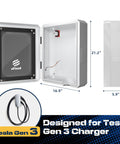 Heavy Duty Weatherproof EV Charger Enclosure Wall Box With Secure Code Lock Solid Shield For Tesla And Chargepoint Setup showing interior dimensions.