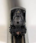 Front view of USRA 0-6-0 Switcher Locomotive With Tender For N Scale, Central New Jersey Theme, highly detailed steam engine.