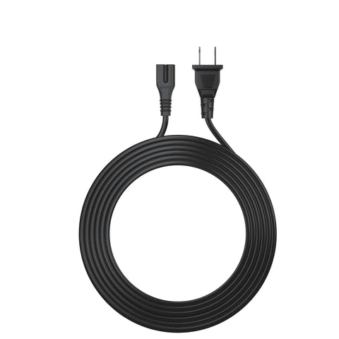 12 Ft 2 Prong Polarized Power Cord For LED TVs Sound Bars Cable Boxes Routers Sewing Machines And Other Home Electronics Gear Great Replacement For Your Favorite Devices, black cord with plug and C7 inlet