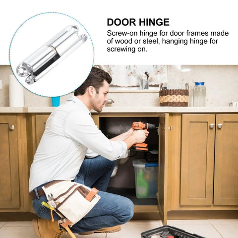 Man installing heavy duty screw on door hinges for internal cabinets and electrical control boxes zinc alloy metal hinge set 2 pack