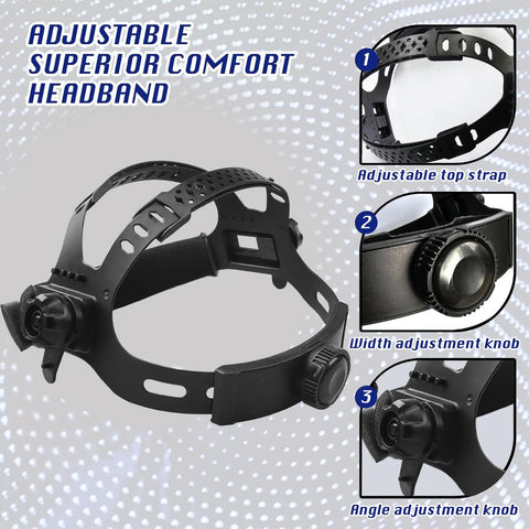 Auto Darkening Welding Helmet With LED Light True Color, Solar Powered Welder Hood, Pro Grade Shade 4/9-13 headband features