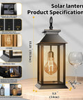 2 Pack Dope Outdoor Solar Lanterns With Hanging Glass Lights Waterproof Dual Power Solar Or 2 AA Batteries shown on table
