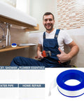 Heavy Duty Teflon Tape For Plumbing Half Inch Wide And 520 Inches Long High Density PTFE Thread Sealant shown with plumber