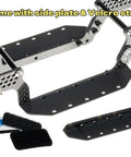 Beefed Up Carbon Fiber Universal Chassis Frame Kit For One Eighteenth RC Crawler TRX4M Upgrade with skid plate and Velcro strap shown