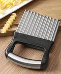 Crinkle cutter with stainless steel wavy blades and black handle for fries and vegetables